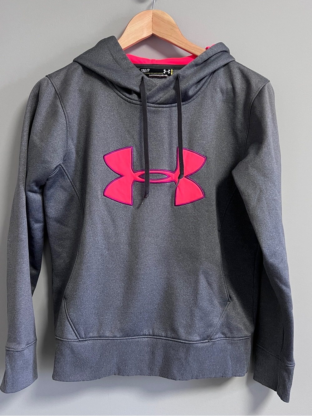 Under Armour Charcoal Hoodie with Hot Pink Logo